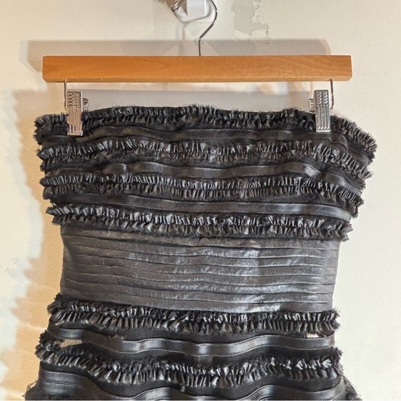 BCBG MAX AZRIA Sz S (estimated) Strapless Ruffles All Over Sheer Maxi Dress - Picture 3 of 9